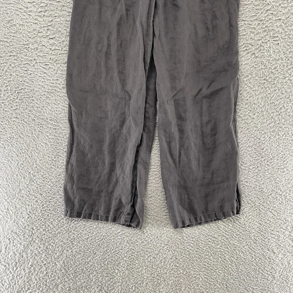 Zara Linen Pants Womens Small Gray Pleated Relaxed Ankle Summer Beachy Travel